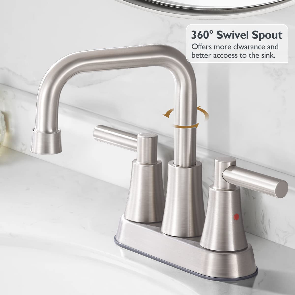 ARRISEA Brushed Nickel Bathroom Faucet 3 Hole 4 Inch Centerset Bathroom Sink Faucet with Pop-up Drain, 2 Handle Centerset Faucet for Bathroom Sink, BF068-1-BN