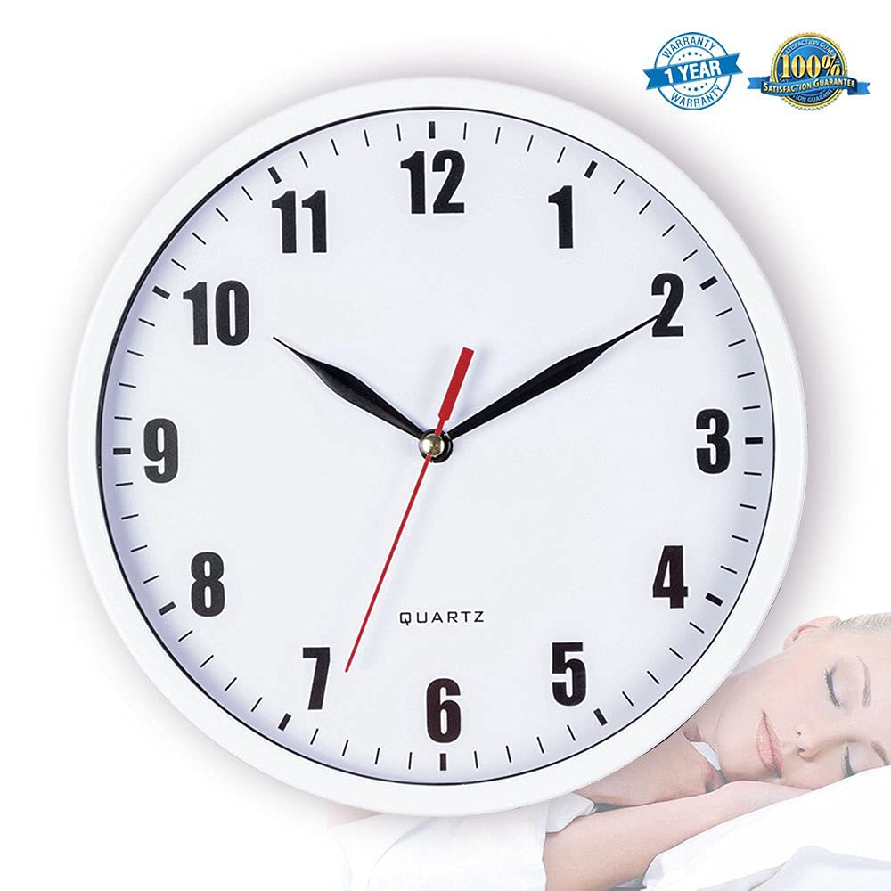 8" Silent Quartz Non-Ticking Wall Clock