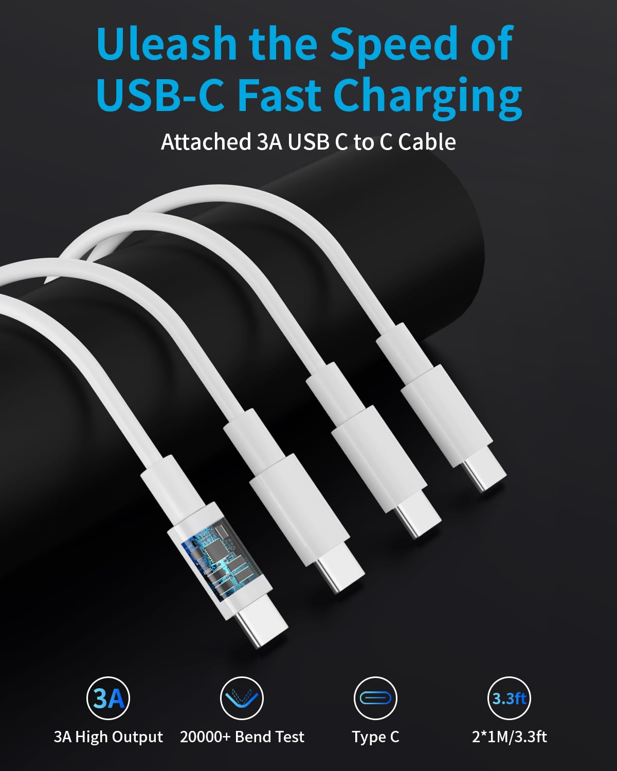 72W Dual USB C Car Charger with Cables