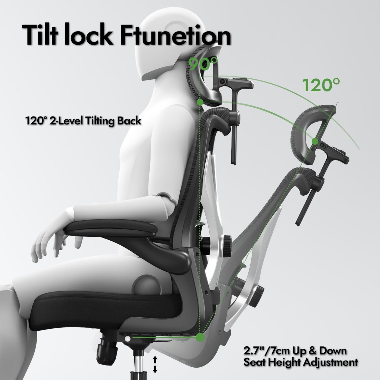 Ergalithic Ergonomic Office Chair - X-Shaped Computer Desk Chair Comfy, Gaming Chair, Office Chair with Lumbar Support, Mesh Office Chairs with Headrests, Desk Chair for Long Hours (Black Silver)