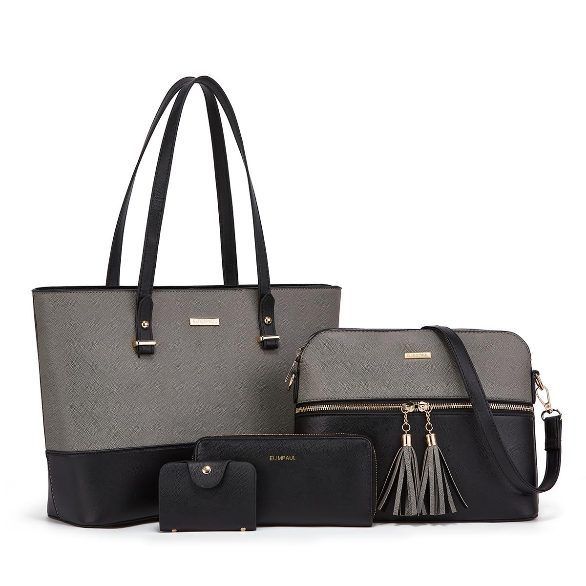 4 Piece Cow Print Tote Satchel Shoulder Bag Set