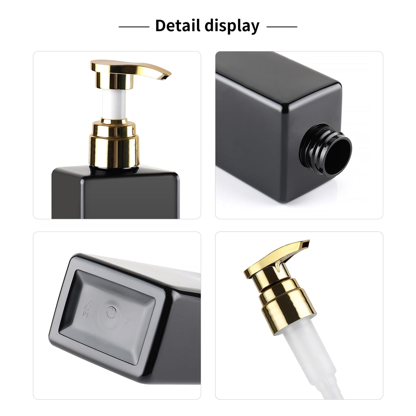 3 Pack Soap Dispensers with Gold Pumps