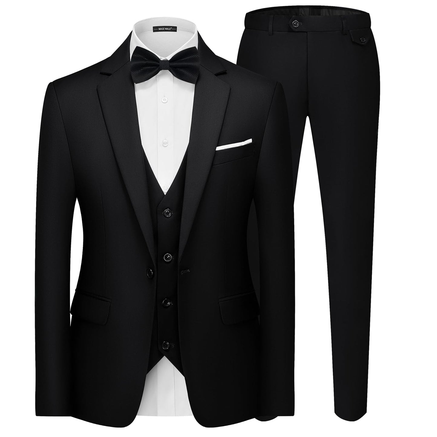 MAGE MALE Men's Slim Fit 3-Piece Suit Set