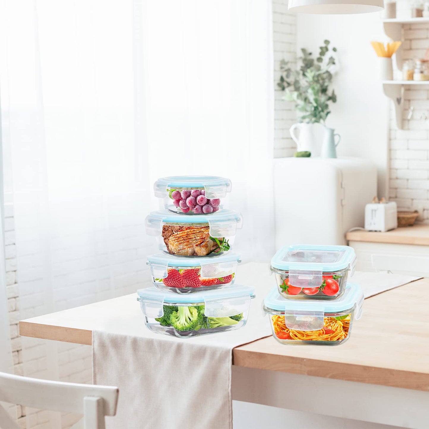 6-Pack Glass Food Storage Containers with Lids