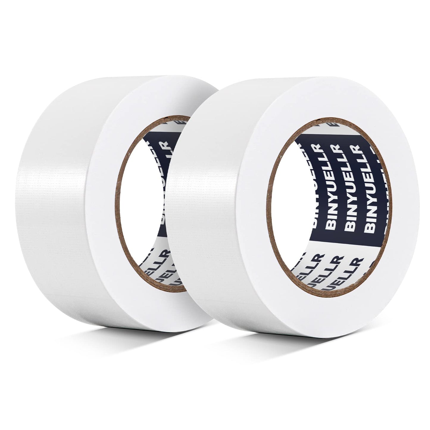 Binyuellr 2 Pack White Duct Tape Heavy Duty - 1.88 in x 35 Yard, Waterproof, Strong, Flexible, No Residue and Tear by Hand - Use for Indoor & Outdoor, Repairs, Industrial, Professional Use