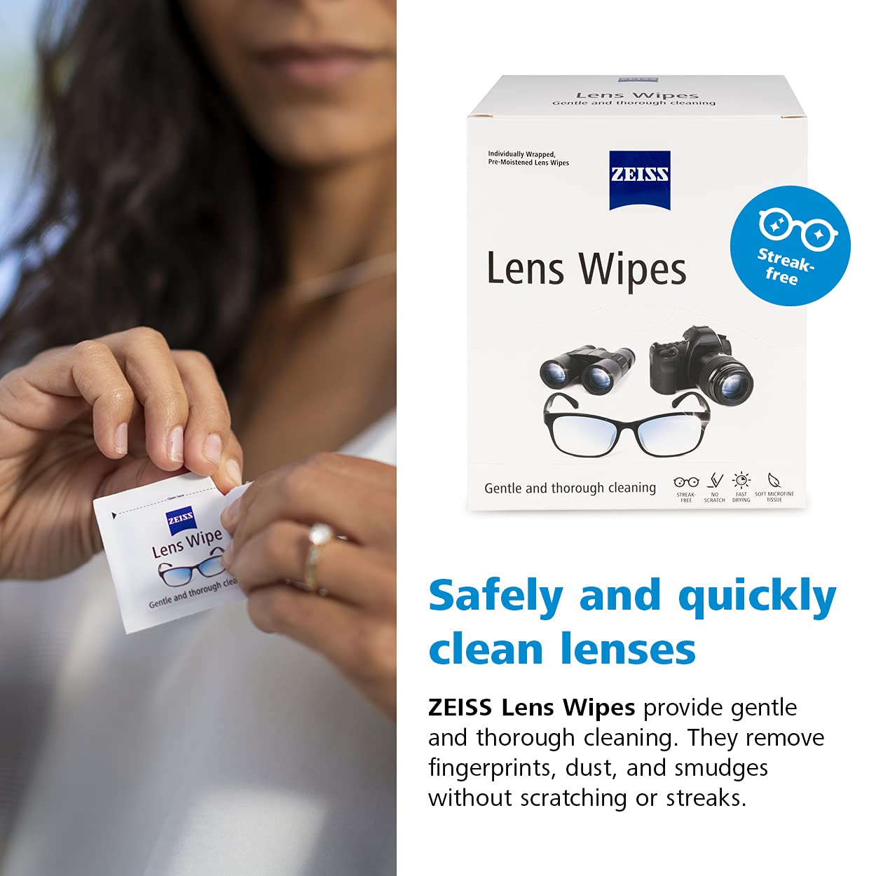 400 ZEISS Pre-Moistened Alcohol Wipes for Glasses