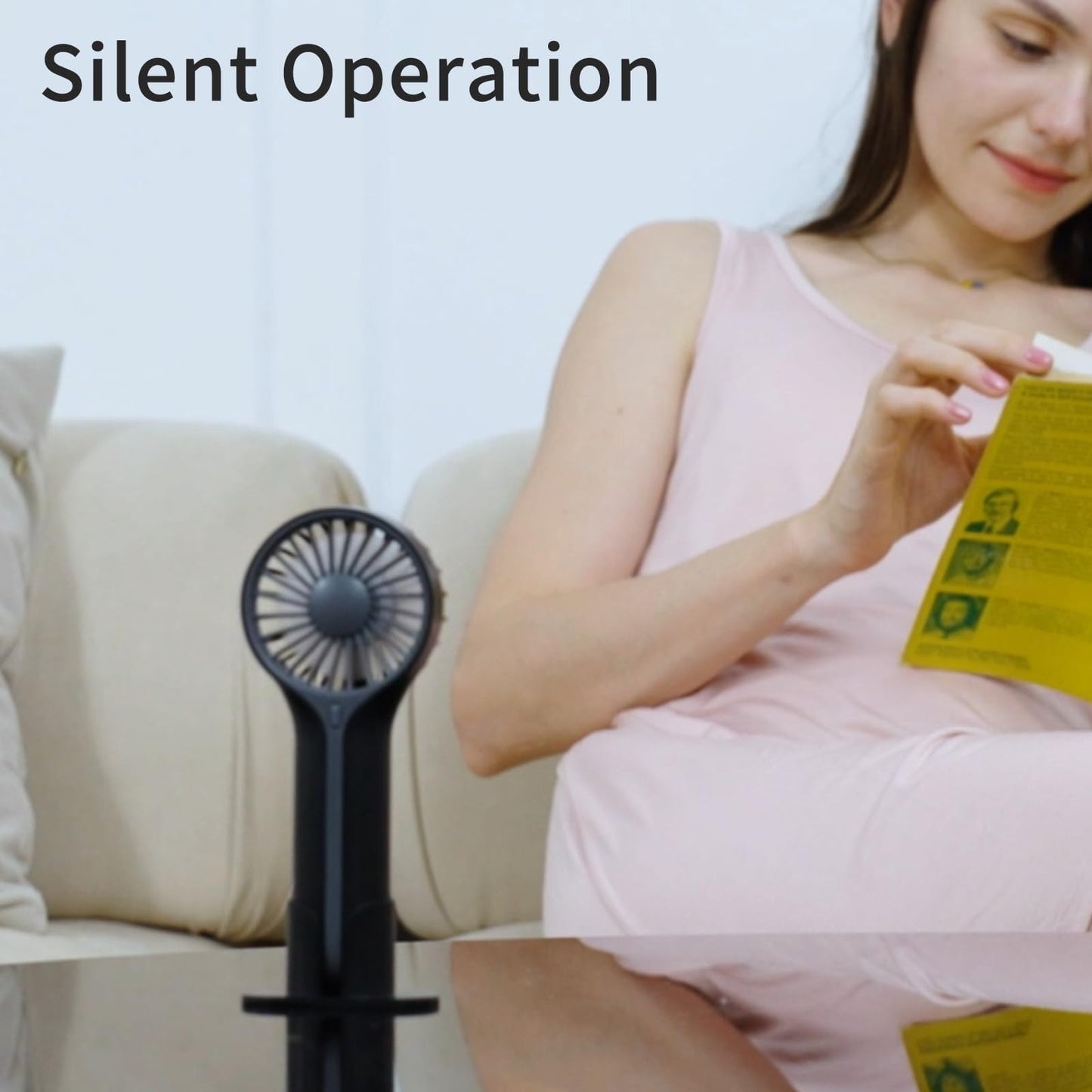 BDXXJ Mini Personal Fan Handheld, Small Portable Handheld Fan, Battery Operated, USB Rechargeable Face Makeup Lashes Desk Fan with Base, for Kids, Girls, Women, Men, Indoor, Outdoor Travelling, Black