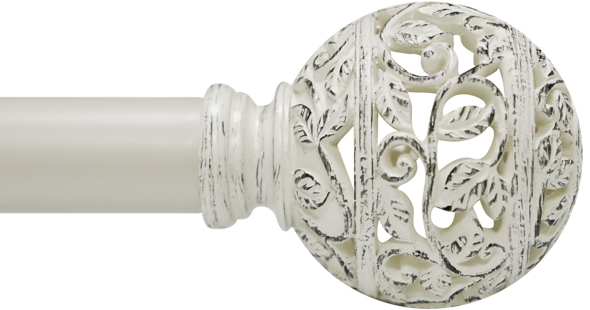 Adjustable Heavy Duty Curtain Rod with Leaf Finials