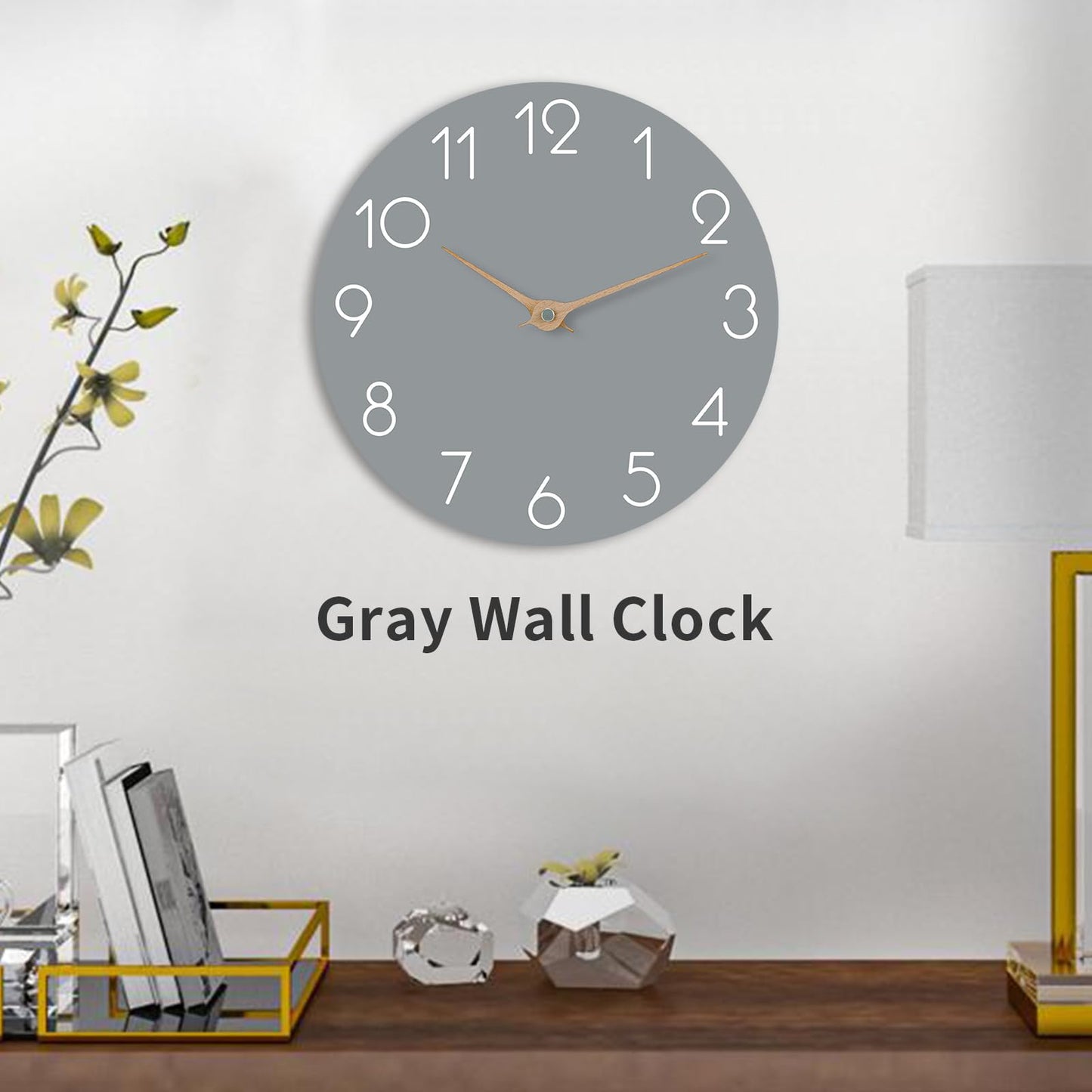 cicininc 14 Inch Wall Clock - Grey Wall Clocks Battery Operated - Silent Non Ticking Wall Clocks Modern - Big Clock for Bedroom Kitchen Bathroom Office Living Room (14" Gray)