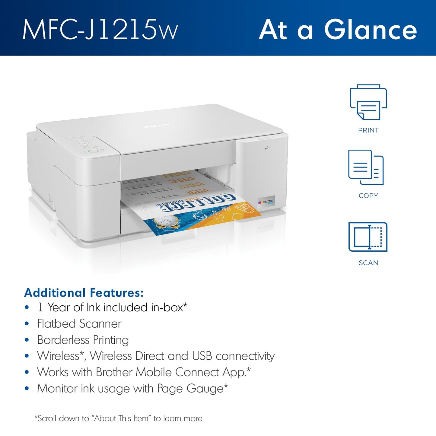 Brother Wireless Color Inkjet Printer with INKvestment