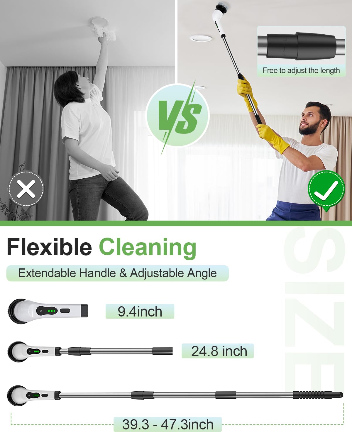 Cordless Electric Spin Scrubber with 9 Brush Heads