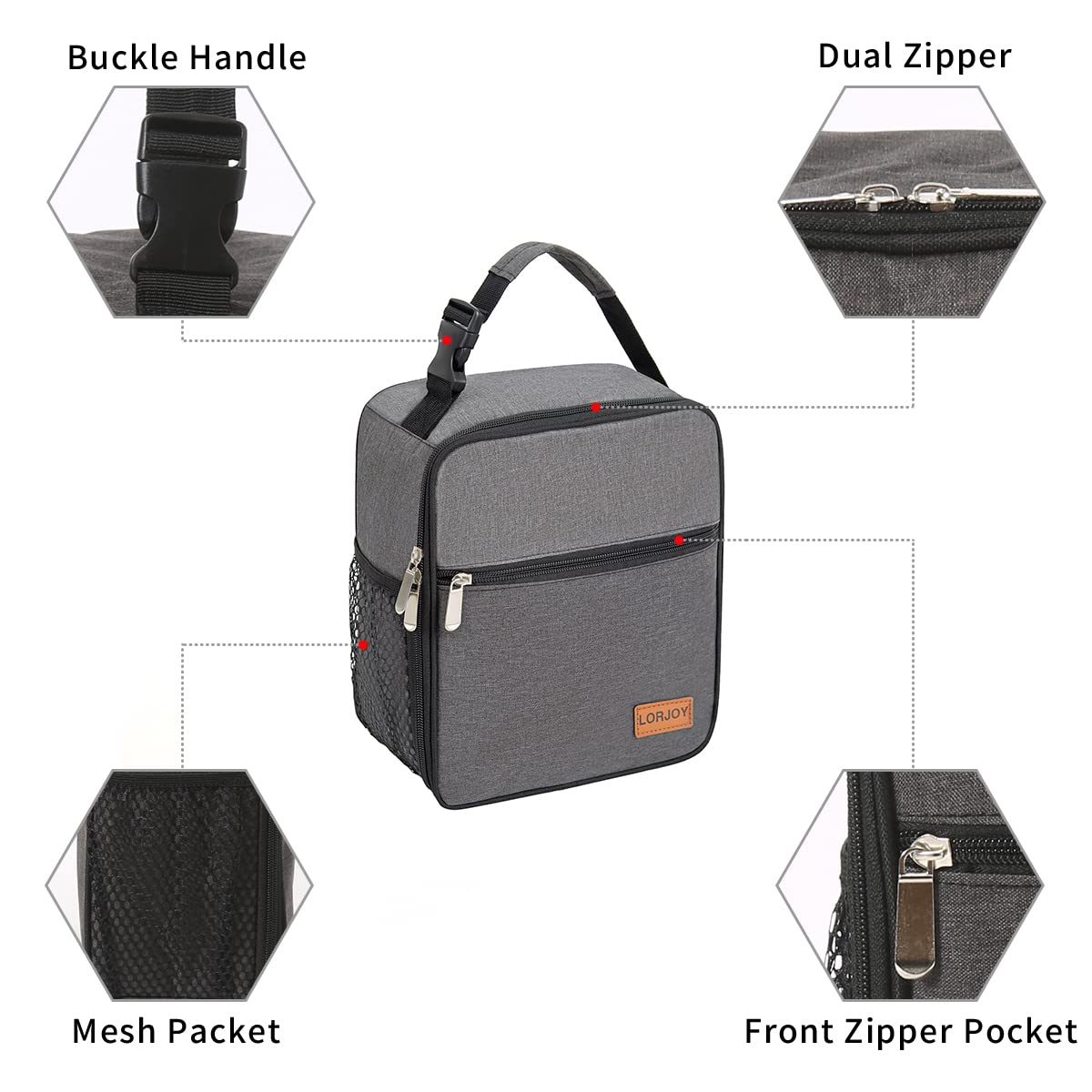 Insulated Lunch Box for Men and Women - Reusable Lunch Bag for Adults, Perfect for Work or School - Small and Portable Design,Black
