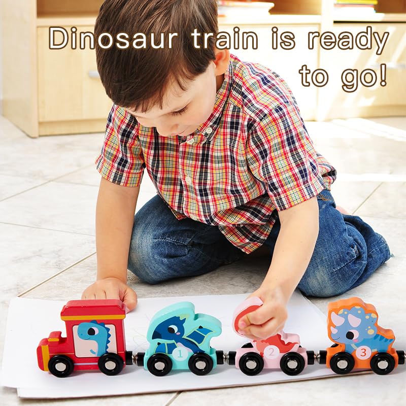 Magnetic Wooden Train Set for Toddlers