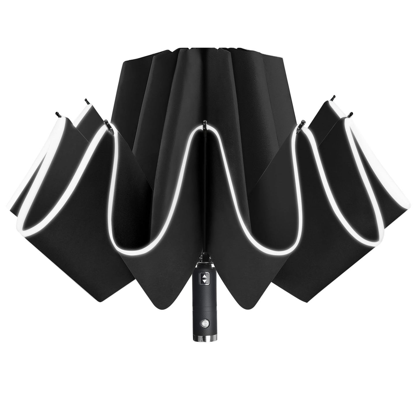 Lejorain Folding Reverse LED Umbrella - Upside Down Reflective Umbrella Compact Inverted Travel Windproof Umbrella Auto Open Close for Rain