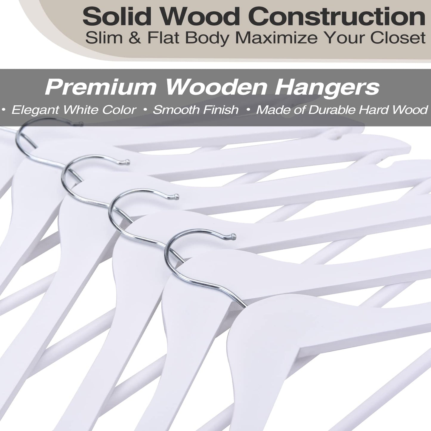 FairyHaus Wooden Hangers 30 Pack with Swivel Hooks