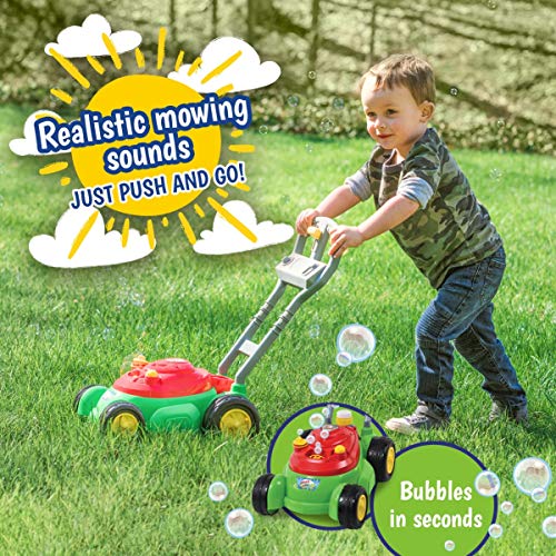 Maxx Bubbles Deluxe Bubble Lawn Mower Toy – Includes 4oz Bubble Solution | Outdoor Bubble Machine for Kids | Easy to Use, No Batteries Required | Amazon Exclusive, Red – Sunny Days Entertainment