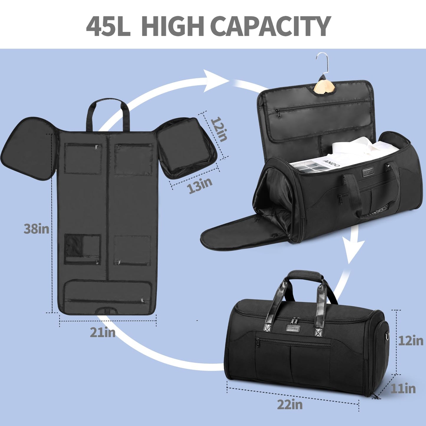 HOMIEE 2-in-1 Travel Duffle Bag with Shoe Compartment