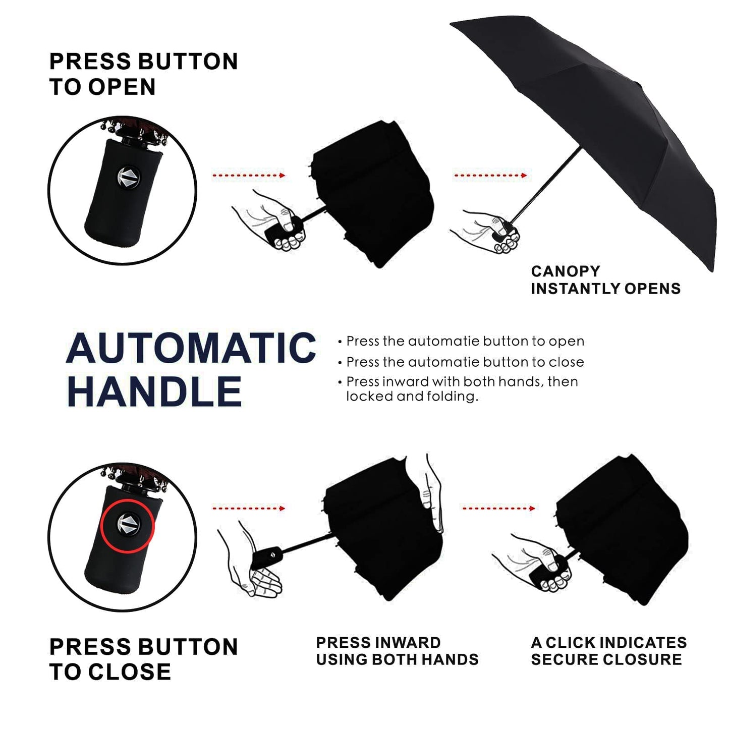 NIKIOYE Umbrella Compact Travel Umbrellas Strong Durable Windproof 50+ UV Blocking Umbrella for Sun Rain Portable Umbrella, Auto Open/Close, Perfect Car Umbrella, Golf Umbrella