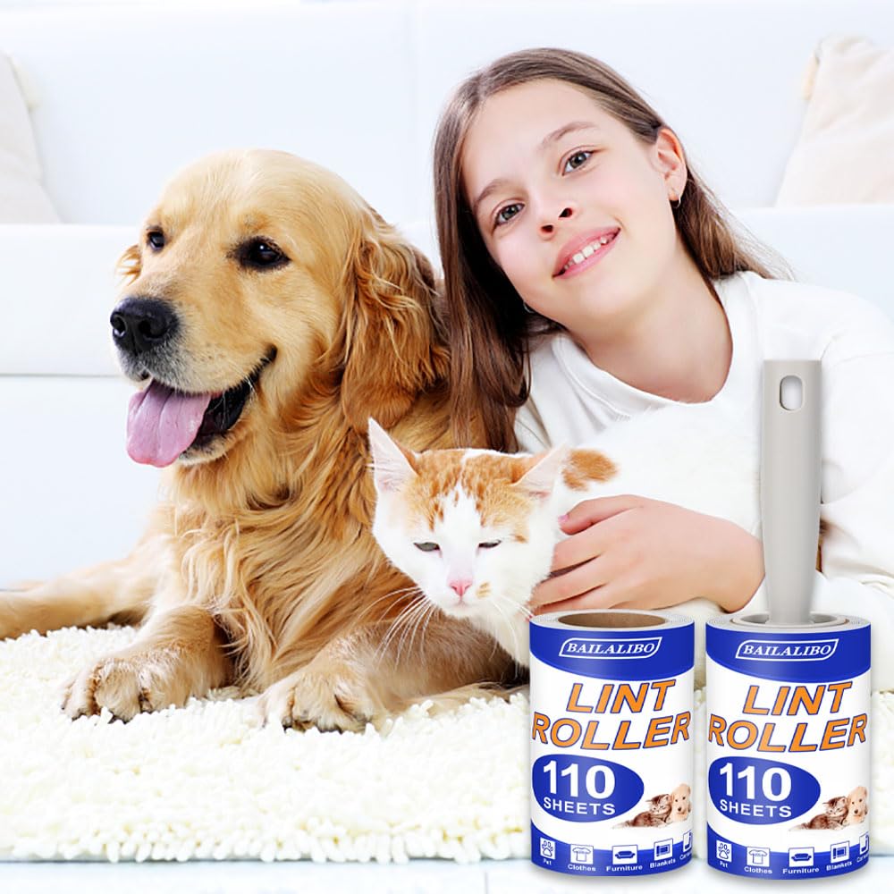 BAILALIBO Lint Roller, 660 Sheets Lint Rollers for Pet Hair Extra Sticky, 3 Handles + 6 Refills, Lint Remover for Clothes, Couch, Dog, Cat Hair, Strong Sticky Lint Roller Refills, Pet Hair Removal.