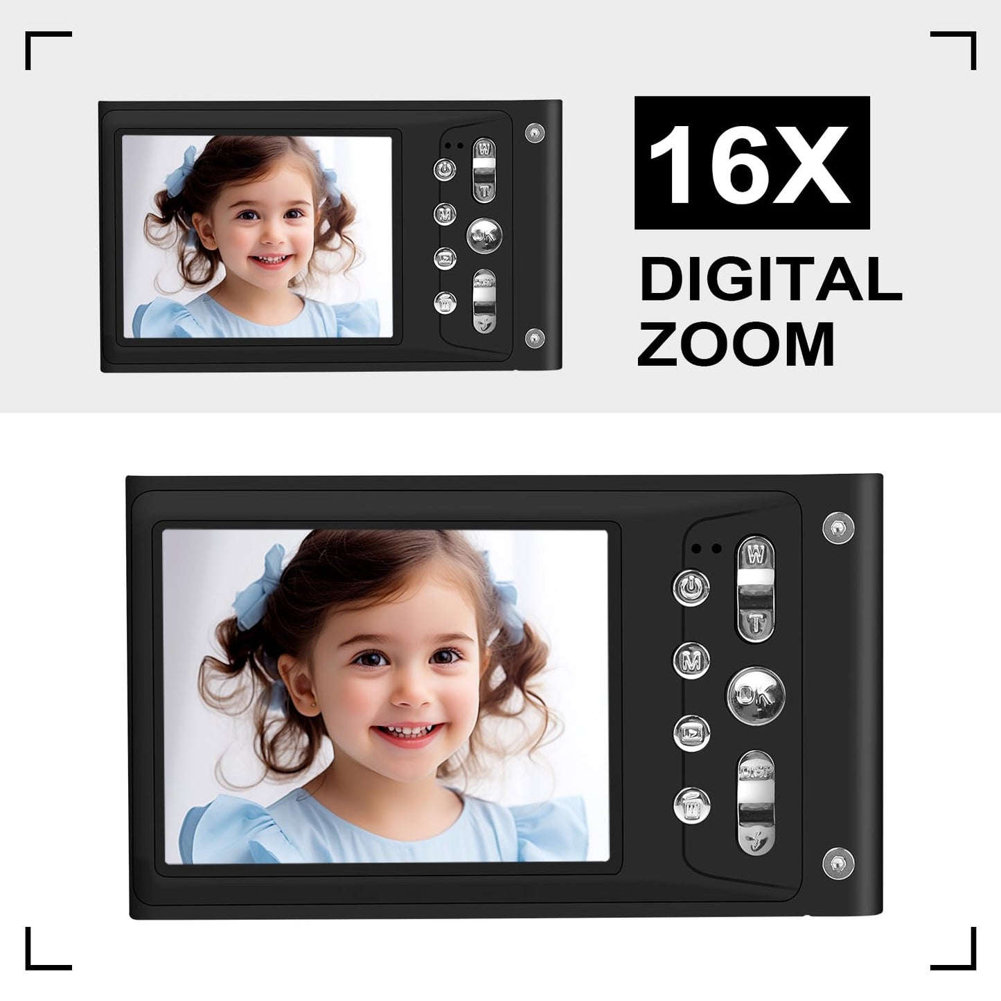 Digital Camera, FHD 1080P Kids Camera with 32GB Card, Digital Point and Shoot Cameras with 16X Zoom Anti Shake, 48MP 2.8 Inch LCD Screen, Gift for Teens Boys Girls