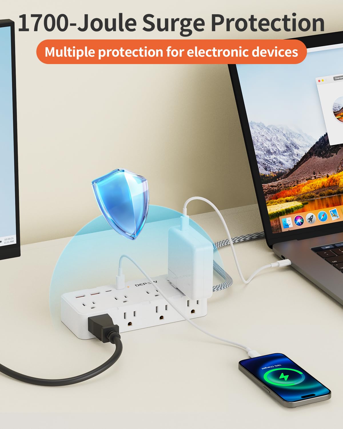 DEPOW 8 Outlet Surge Protector with USB Ports