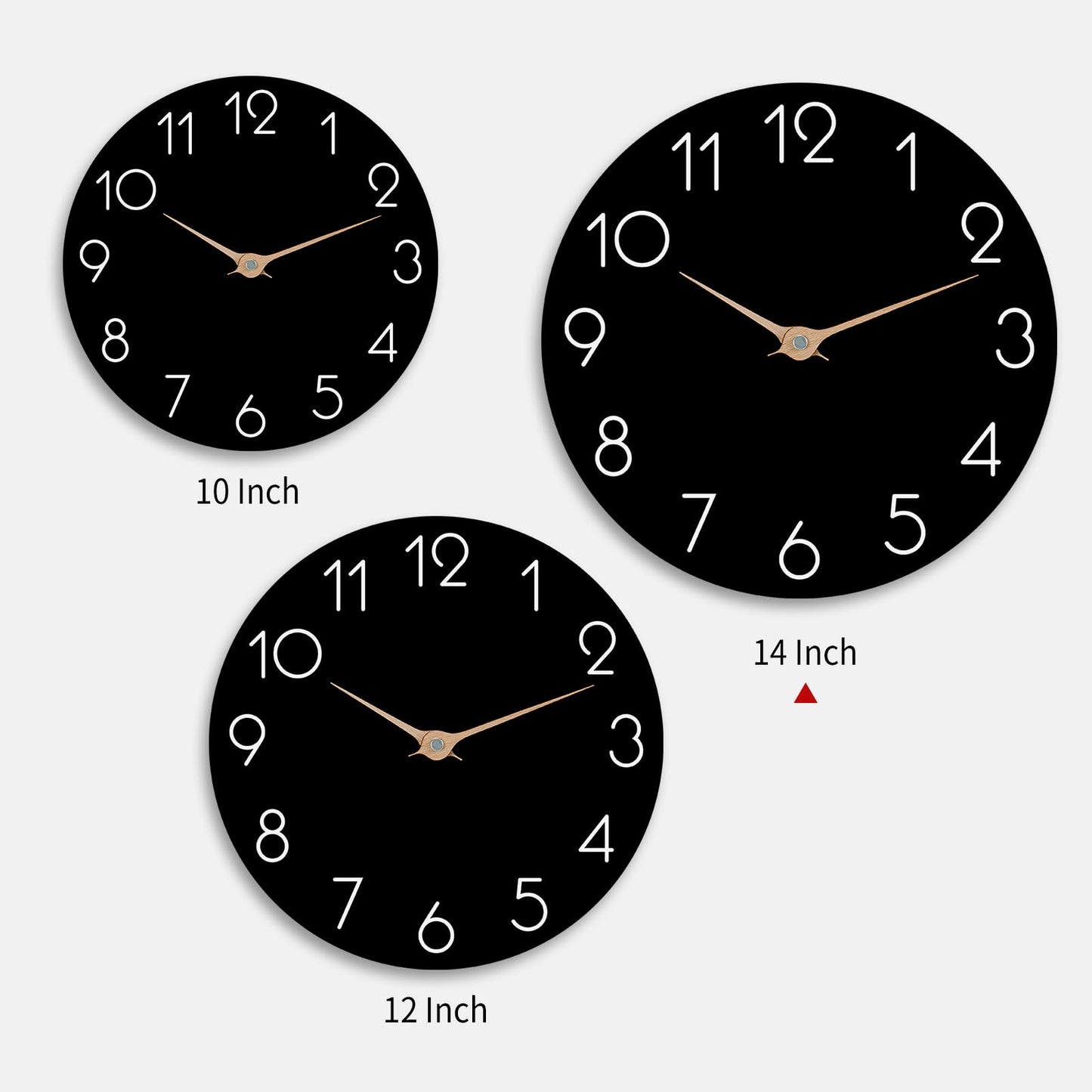 cicininc 14 Inch Wall Clock - Black Wall Clocks Battery Operated, Silent Non-Ticking Modern Wall Clocks - Big Clock for Bathroom Bedroom Living Room Kitchen Office (14")