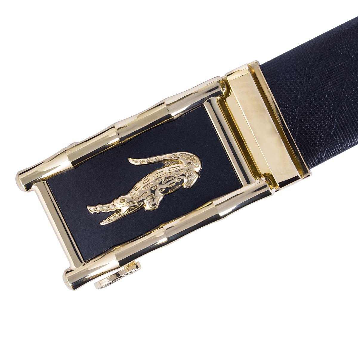 Dubulle Mens Belt Ratchet Slid Buckle Adjustable Grain Leather Strap Designer Business Wedding Trim to Fit