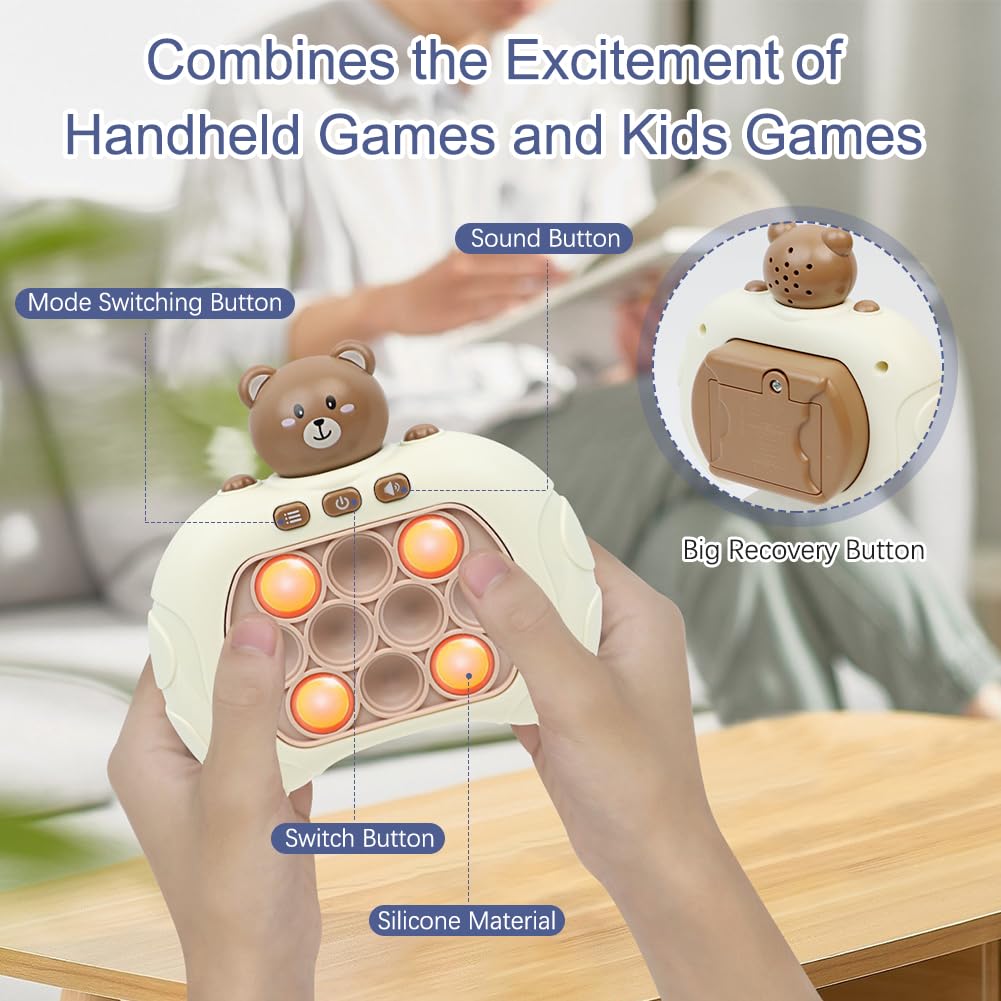 Fast Push Bubble Game, Light up Fidget Toys Handheld Game Controller with 4 Modes Push Game Puzzle Game Machine Stress Relief Toy Fidget Game for Boys and Girls Teen(Astronaut )