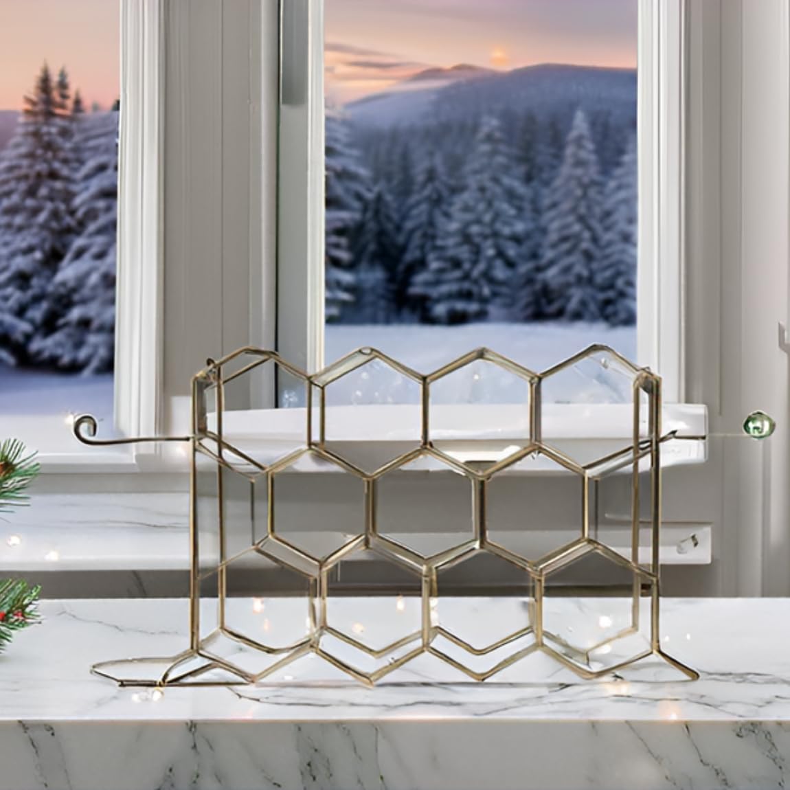 14-Bottle Metal Wine Rack with Glass Holders