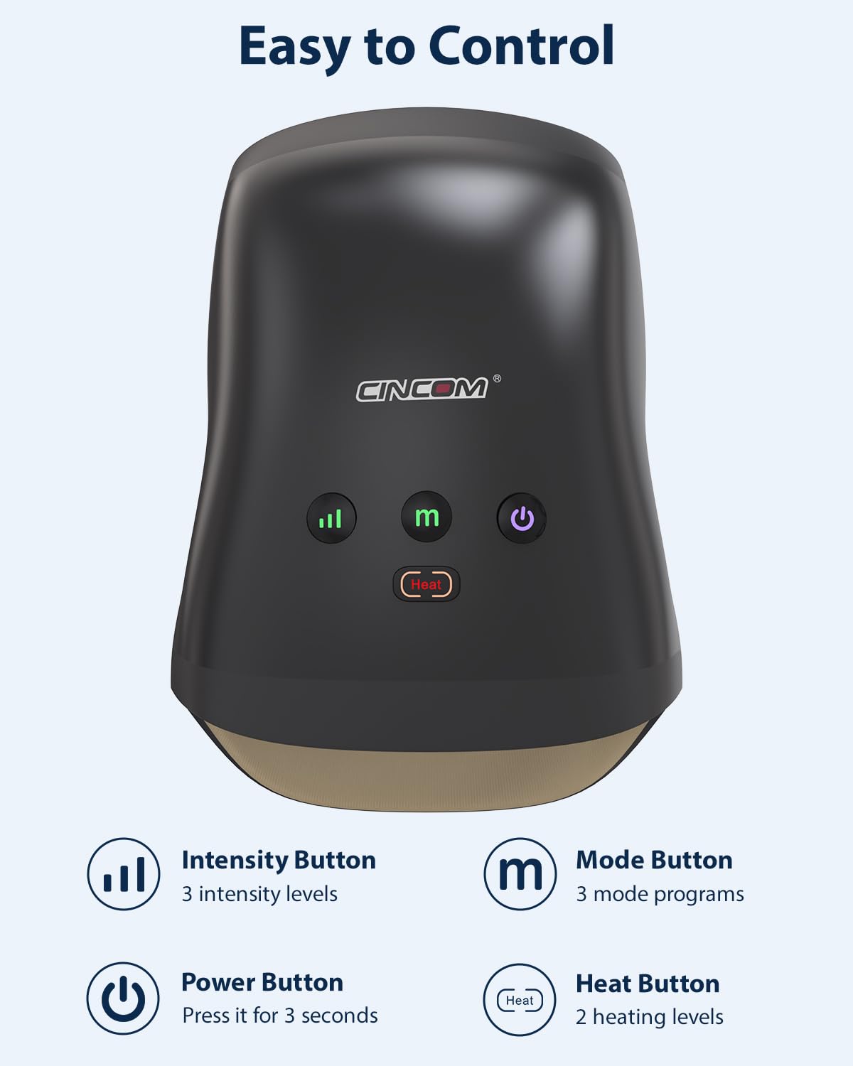 CINCOM Cordless Hand Massager with Heat and Compression