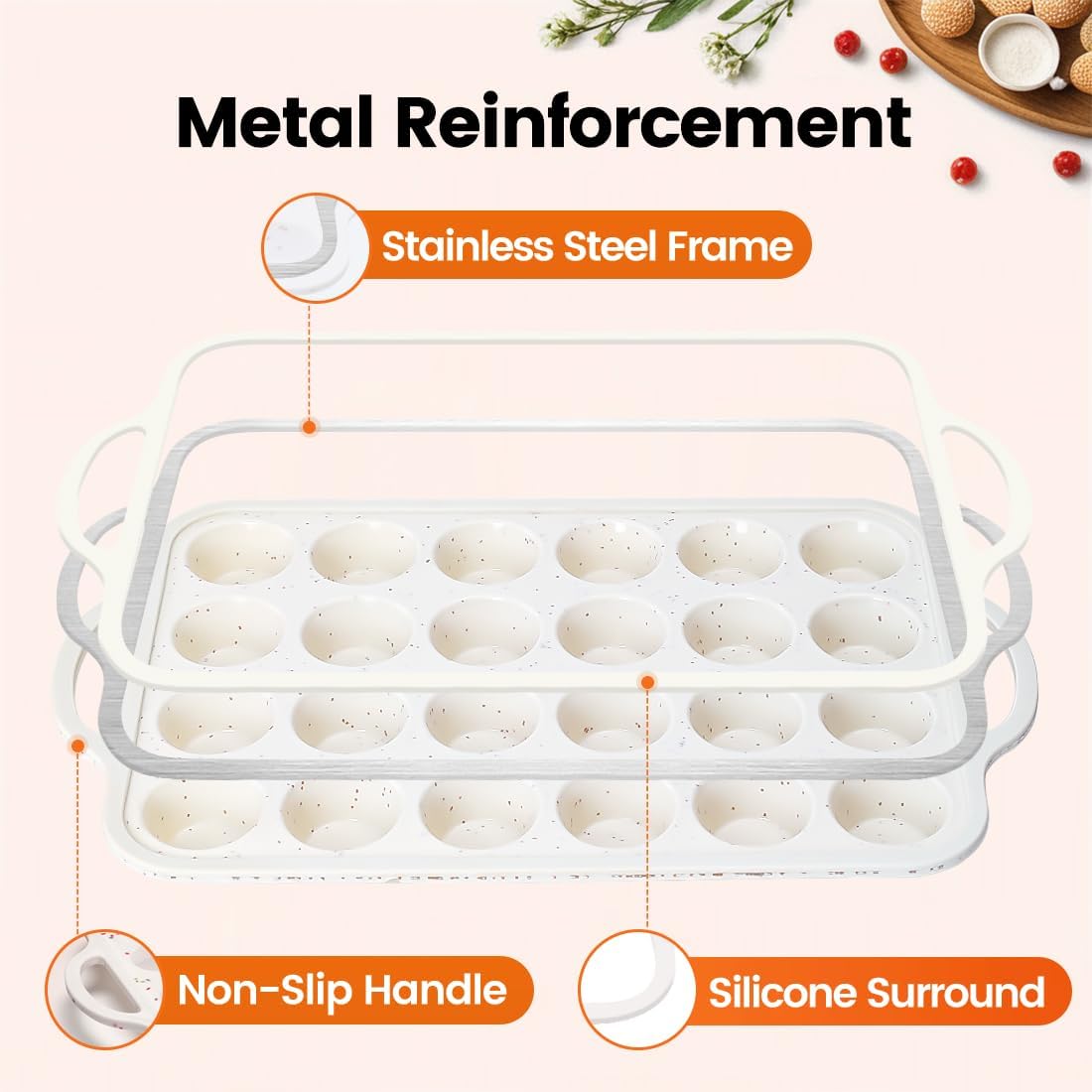 Durable Silicone Muffin Pan Set of 2 - 24-Cups