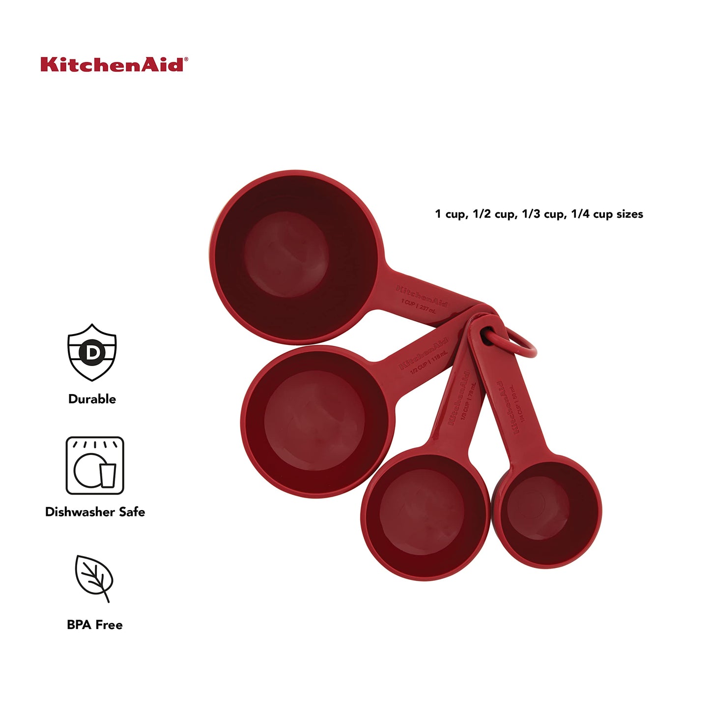 KitchenAid 4-Piece Measuring Cup Set, Empire Red