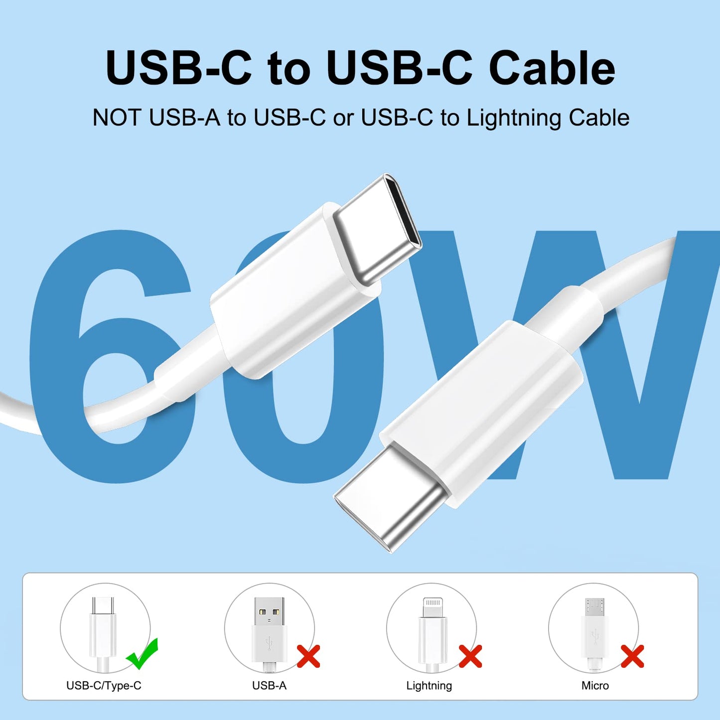 iPhone 16/15 USB-C Fast Charger, 20W + 60W 10FT Cable for iPhone 16/15/Plus/Pro/Max, iPad Pro 12.9/11, Mini 6, Air4