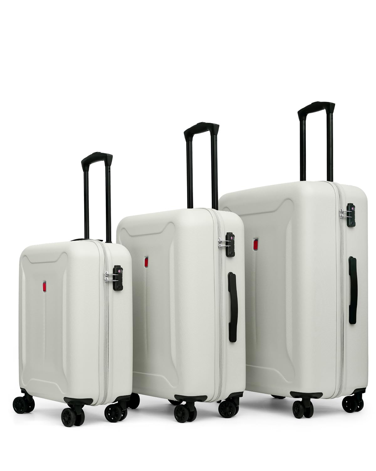 Widfre Luggage 3 Pieces Set Suitcase ABS with Spinner Wheels TSA Approved Hardshell Travel Lightweight(White)