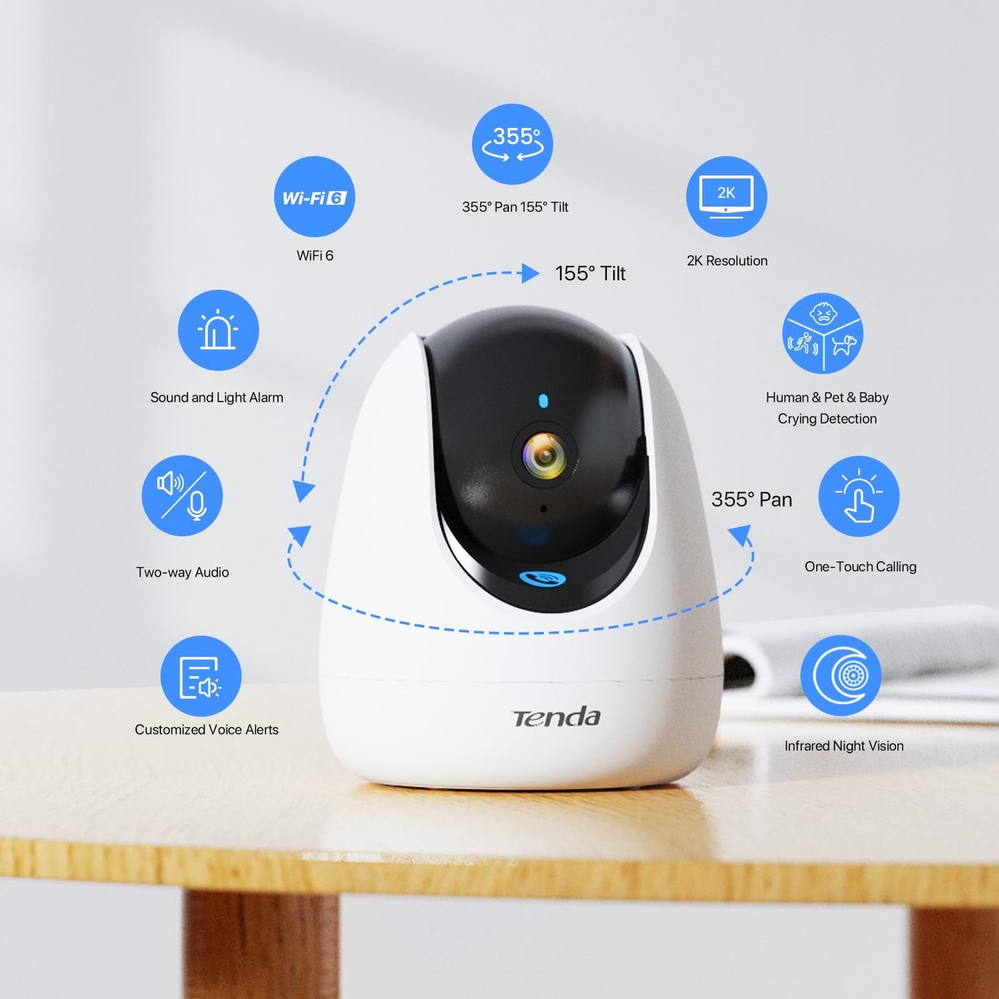 Tenda 2K Indoor WiFi Security Camera with Night Vision