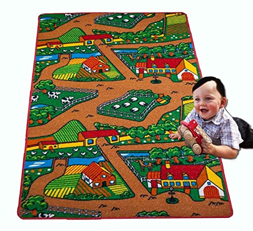Farm Kids Area Rug 5x7 Non Slip Backing