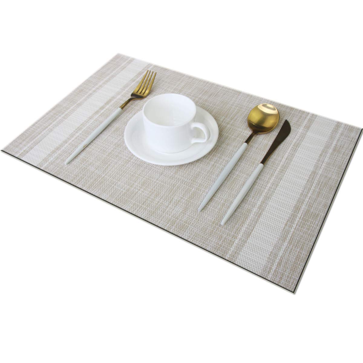 Bright Dream Placemats Kitchen Table Mats Set of 4 Washable Easy to Clean PVC Placemat (placemats Set of 4, White)