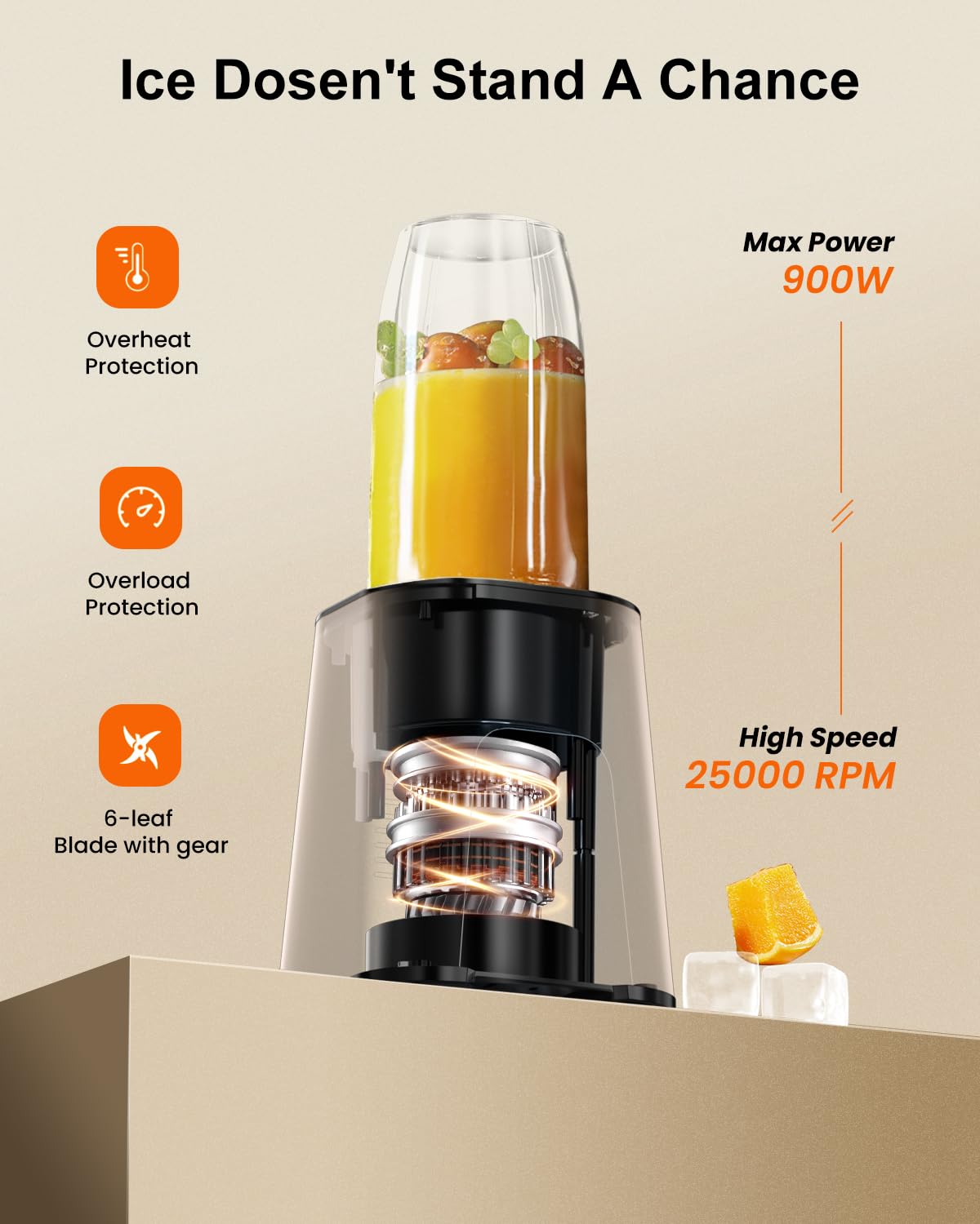 900W Smoothie Blender with 2 BPA-Free Cups