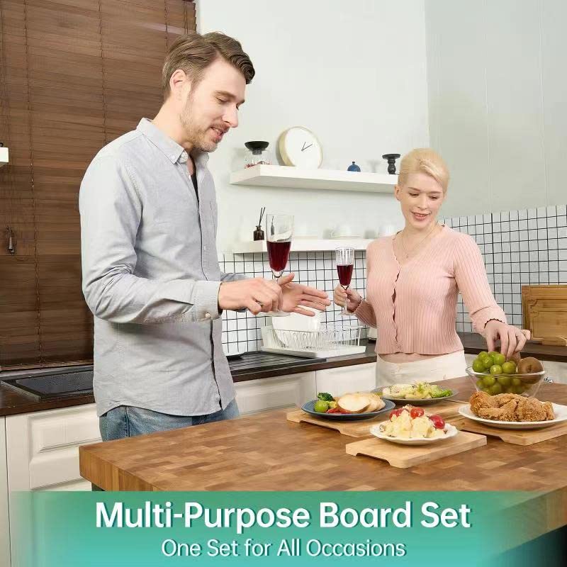 Bamboo Cutting Board Set with Juice Grooves