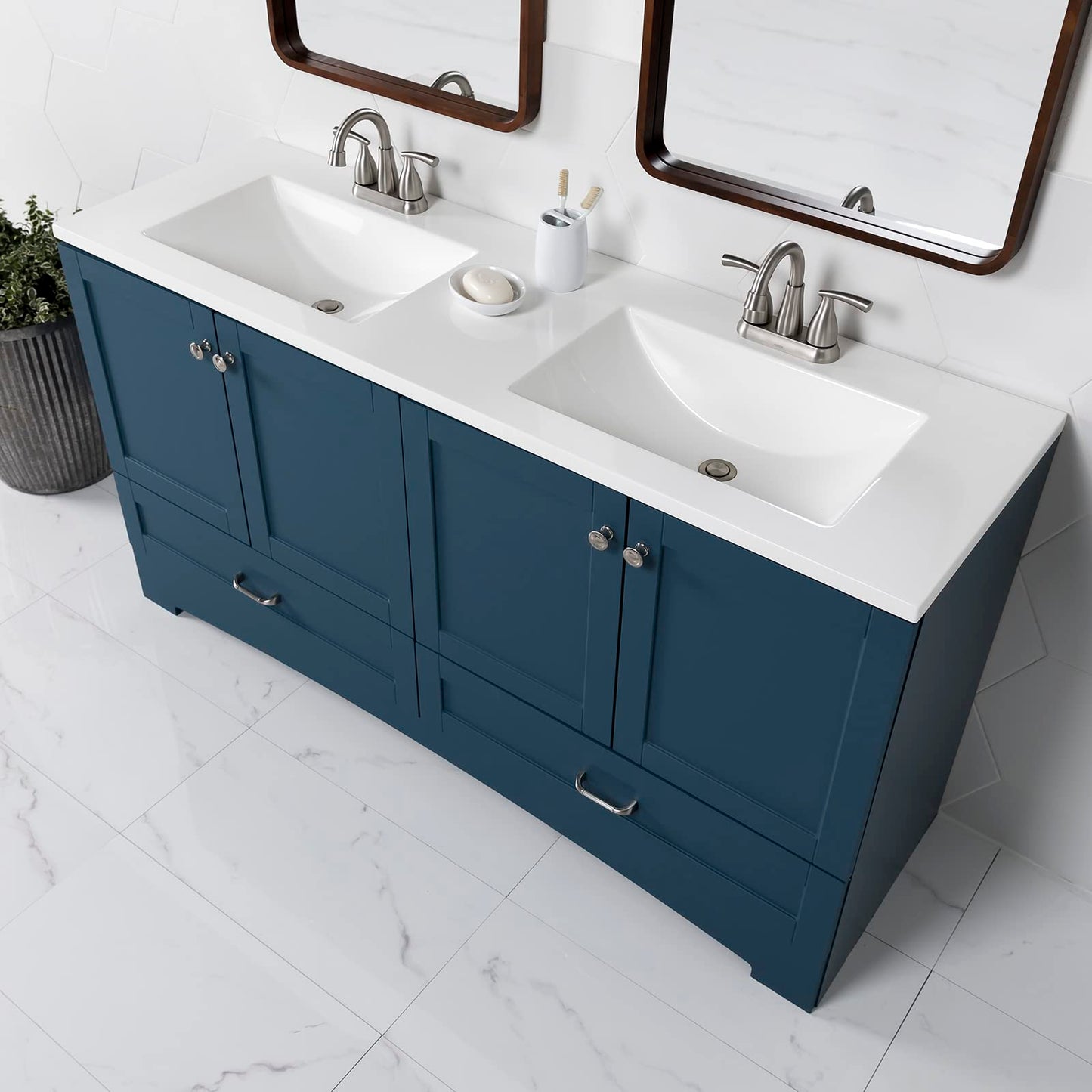 60-Inch Double-Sink Bathroom Vanity with Cabinets