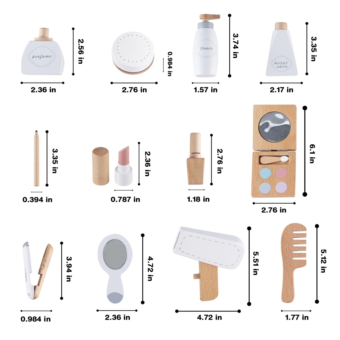 Wooden Makeup Toy Set for Toddler Girls
