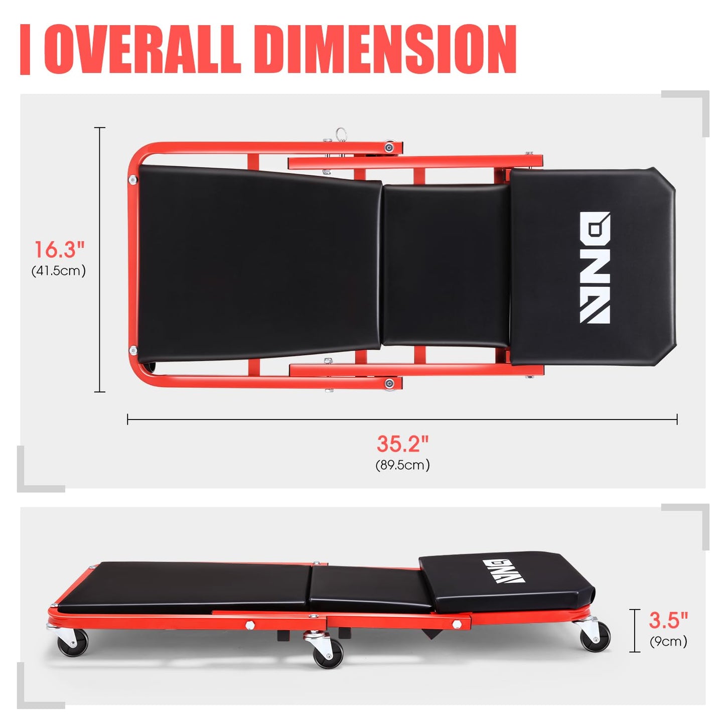 DNA MOTORING 36" 2-in-1 Rolling Car Creeper