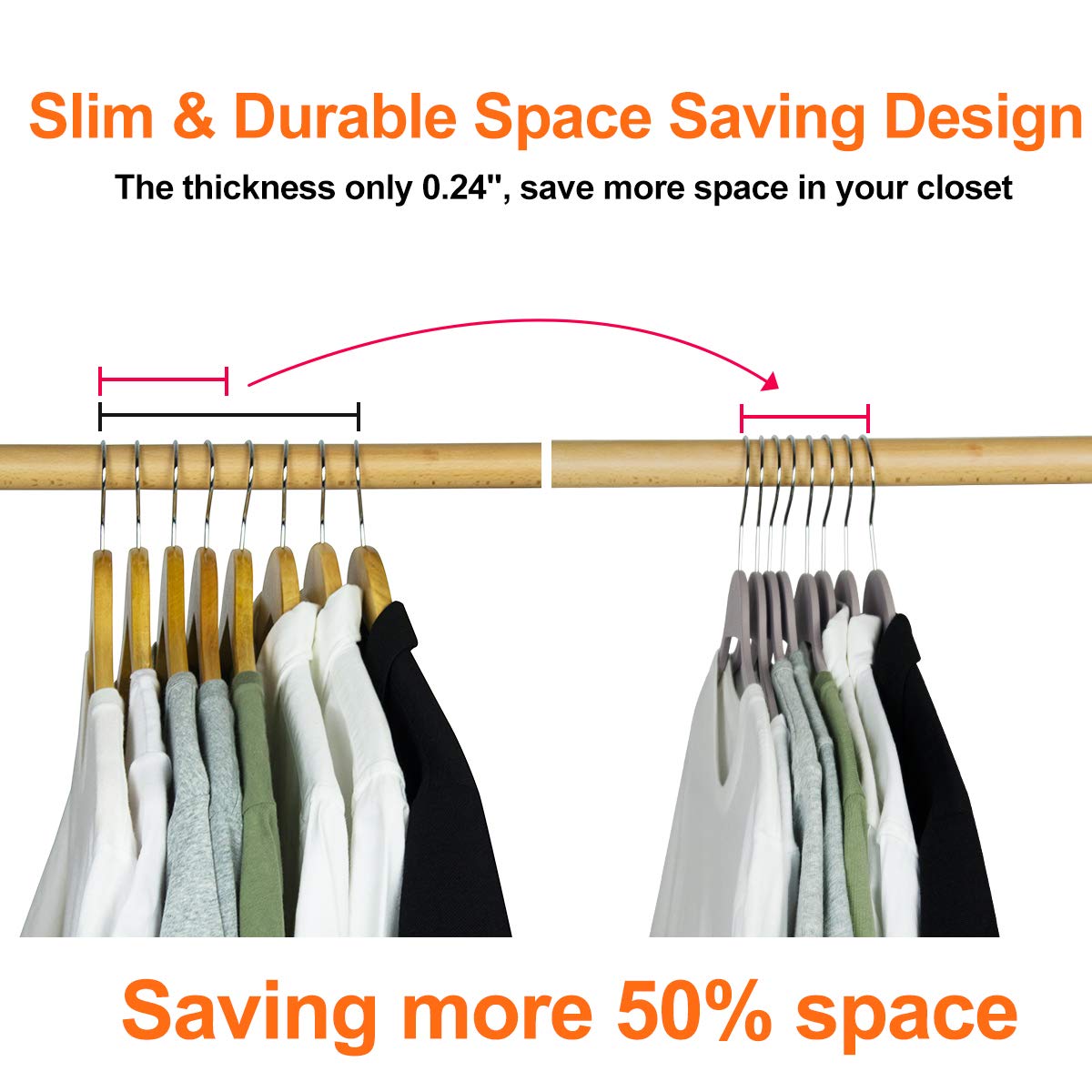 ELONG HOME Non-Slip Plastic Clothes Hangers, 20 Pack
