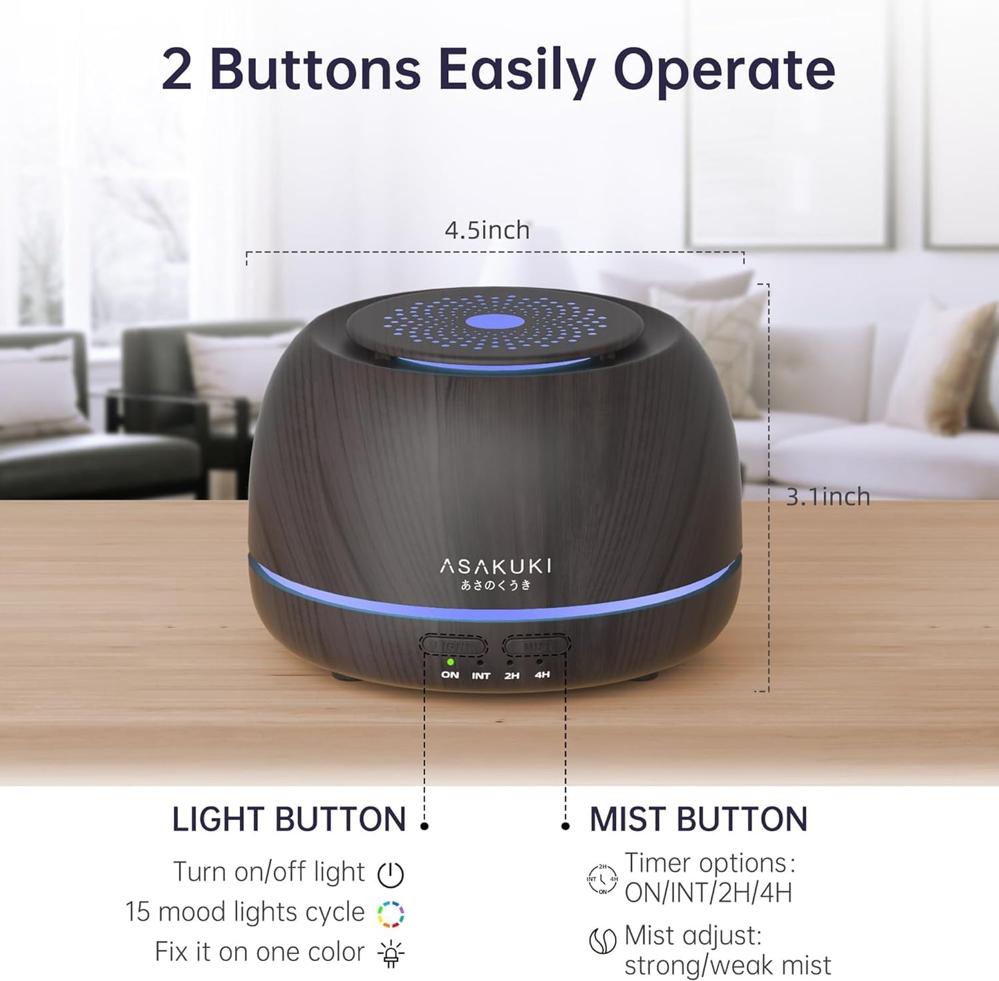 ASAKUKI Essential Oil Diffusers with 10Pcs*10ml Pure Essential Oil Gift Set, 5 in 1 Ultrasonic 300ML Aromatherapy Fragrant Oil Humidifier Vaporizer with Remote Control, Timer and Auto-Off-Black