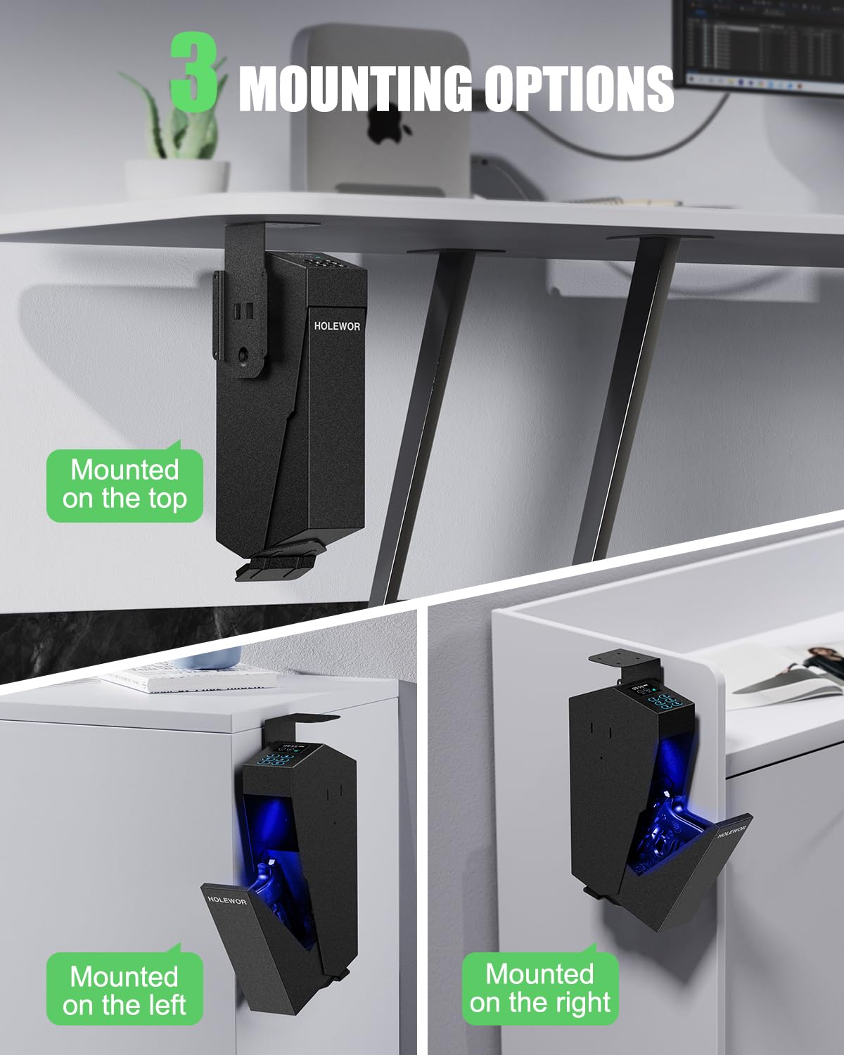 HOLEWOR Quick Access Pistol Safe for Bedside