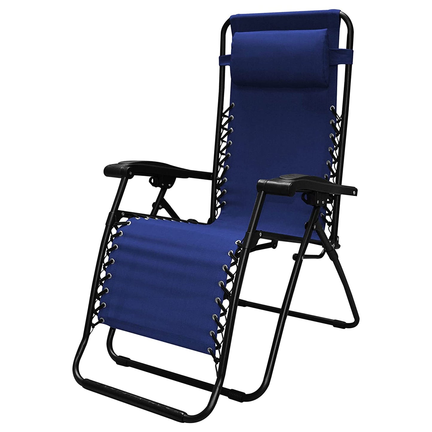 Caravan Sports Zero Gravity Outdoor Portable Folding Camping Lawn Deck Patio Pool Recliner Lounge Chair for Adults, Adjustable Headrest, Blue