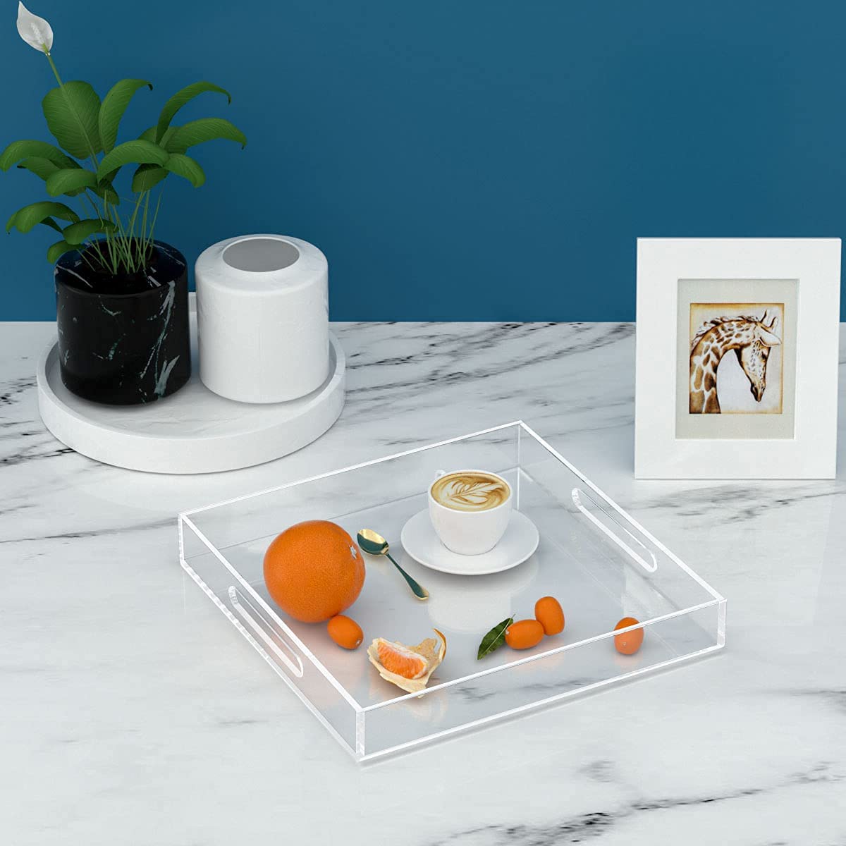 Waterproof Acrylic Vanity Tray with Handles