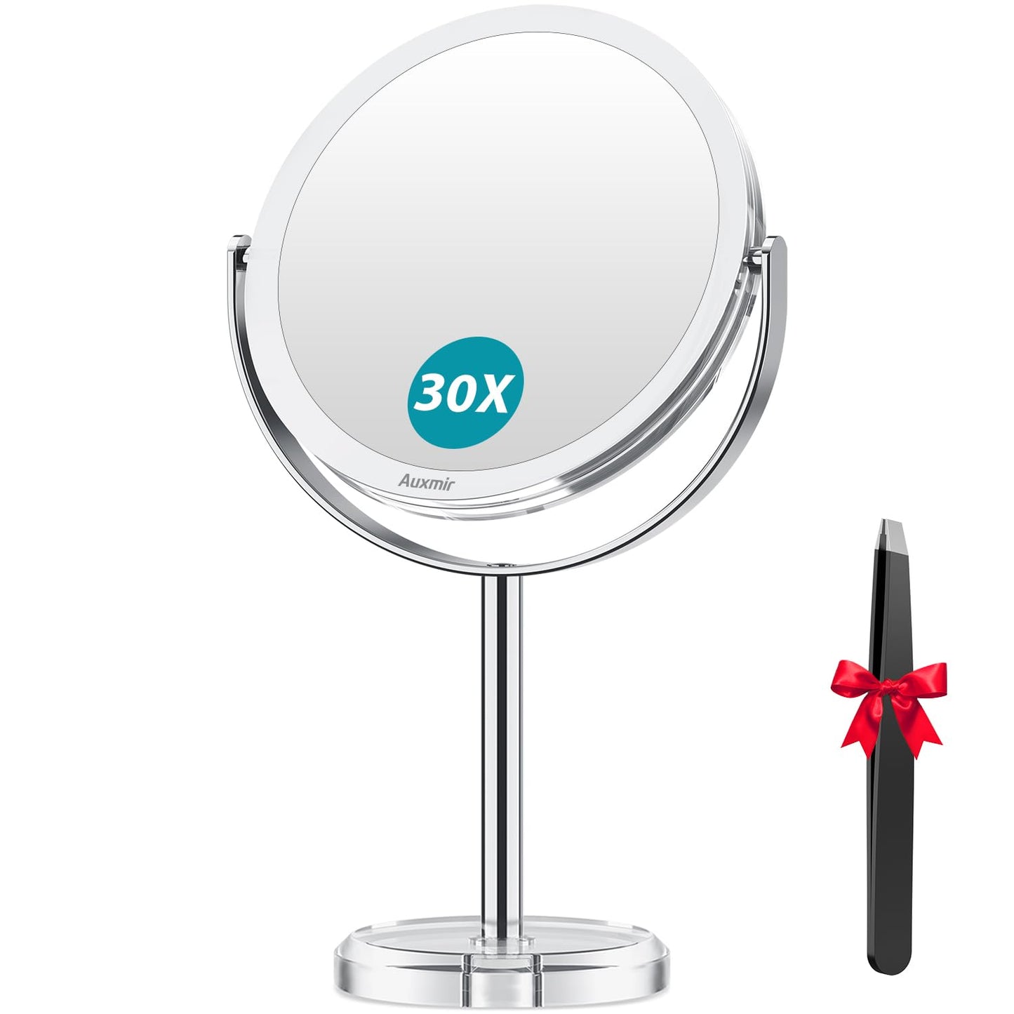 1X/30X Double Sided Makeup Mirror with Tweezer
