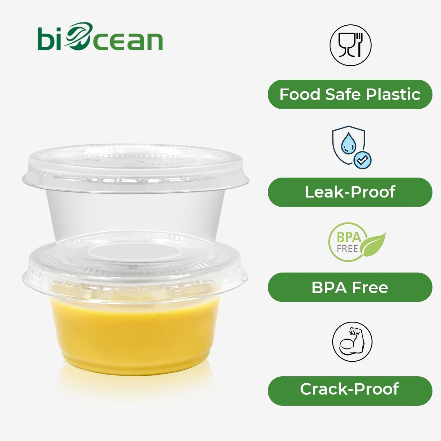 2oz Plastic Portion Cups with Lids - 100CT