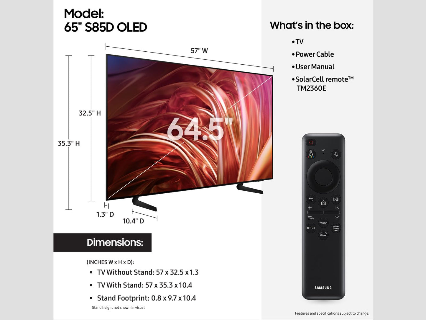 SAMSUNG 65-Inch 4K OLED Smart TV with Dolby Atmos